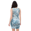 Golden Powder Blue Marble Bodycon Dress-grizzshop