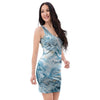 Golden Powder Blue Marble Bodycon Dress-grizzshop