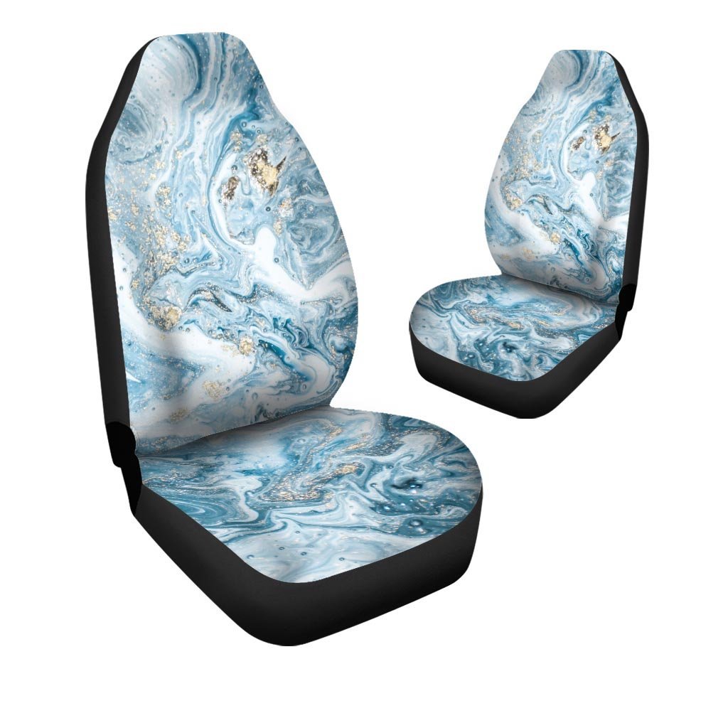 Golden Powder Blue Marble Car Seat Covers-grizzshop