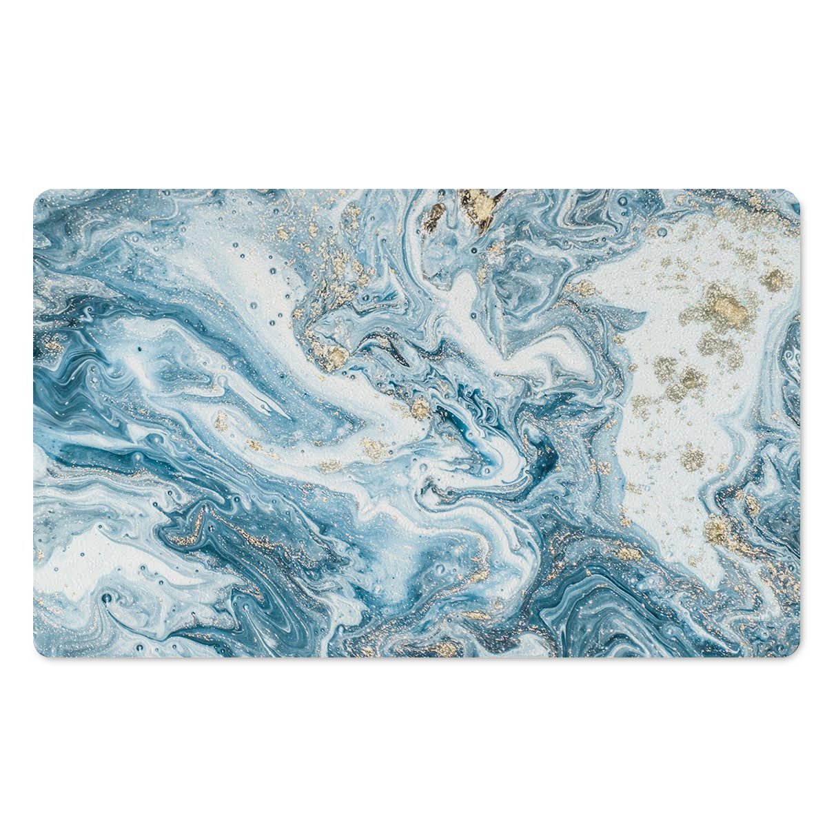 Golden Powder Blue Marble Door Mat-grizzshop