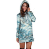 Golden Powder Blue Marble Hoodie Dress-grizzshop