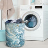 Golden Powder Blue Marble Laundry Basket-grizzshop