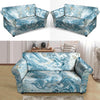 Golden Powder Blue Marble Loveseat Cover-grizzshop