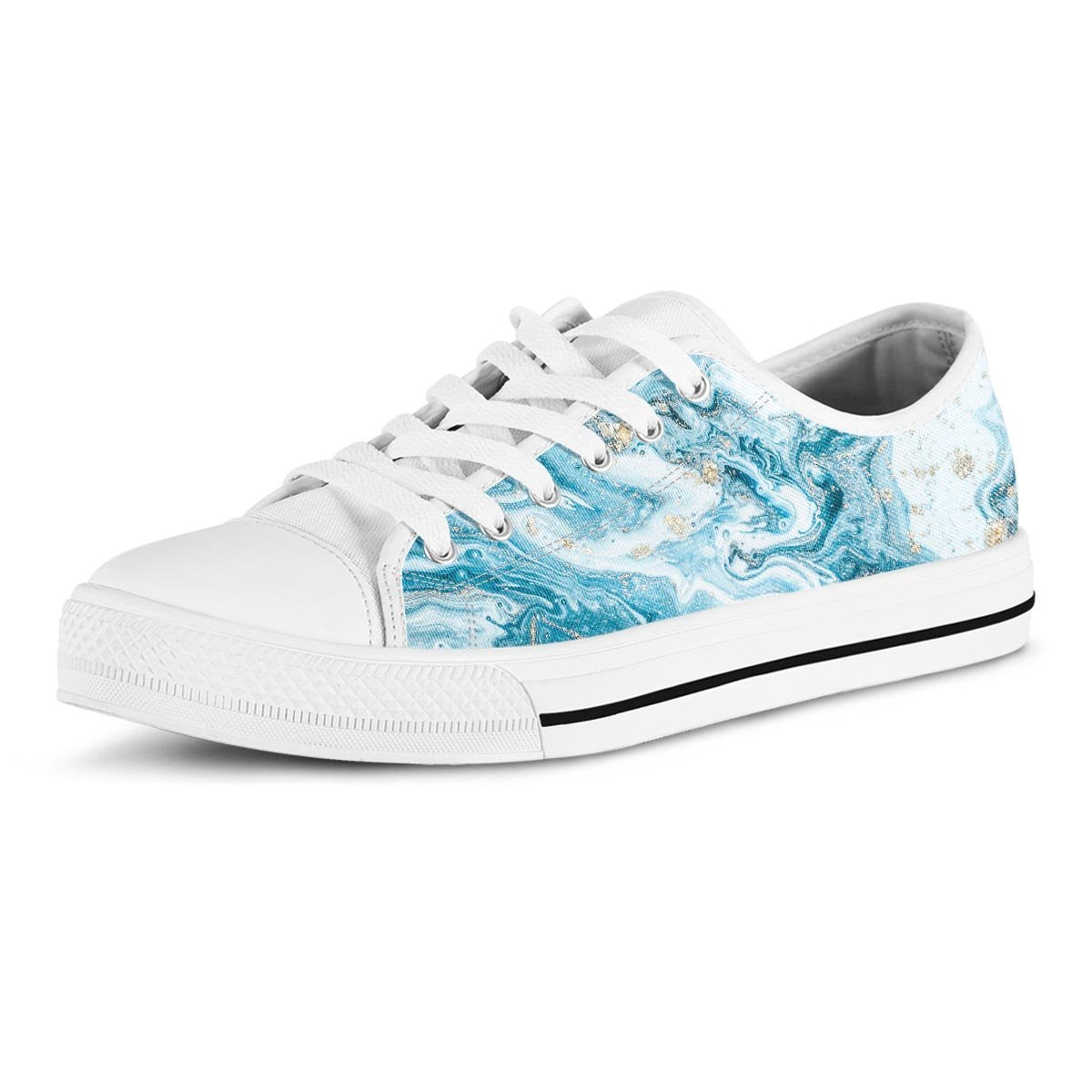 Golden Powder Blue Marble Men's Low Top Shoes-grizzshop