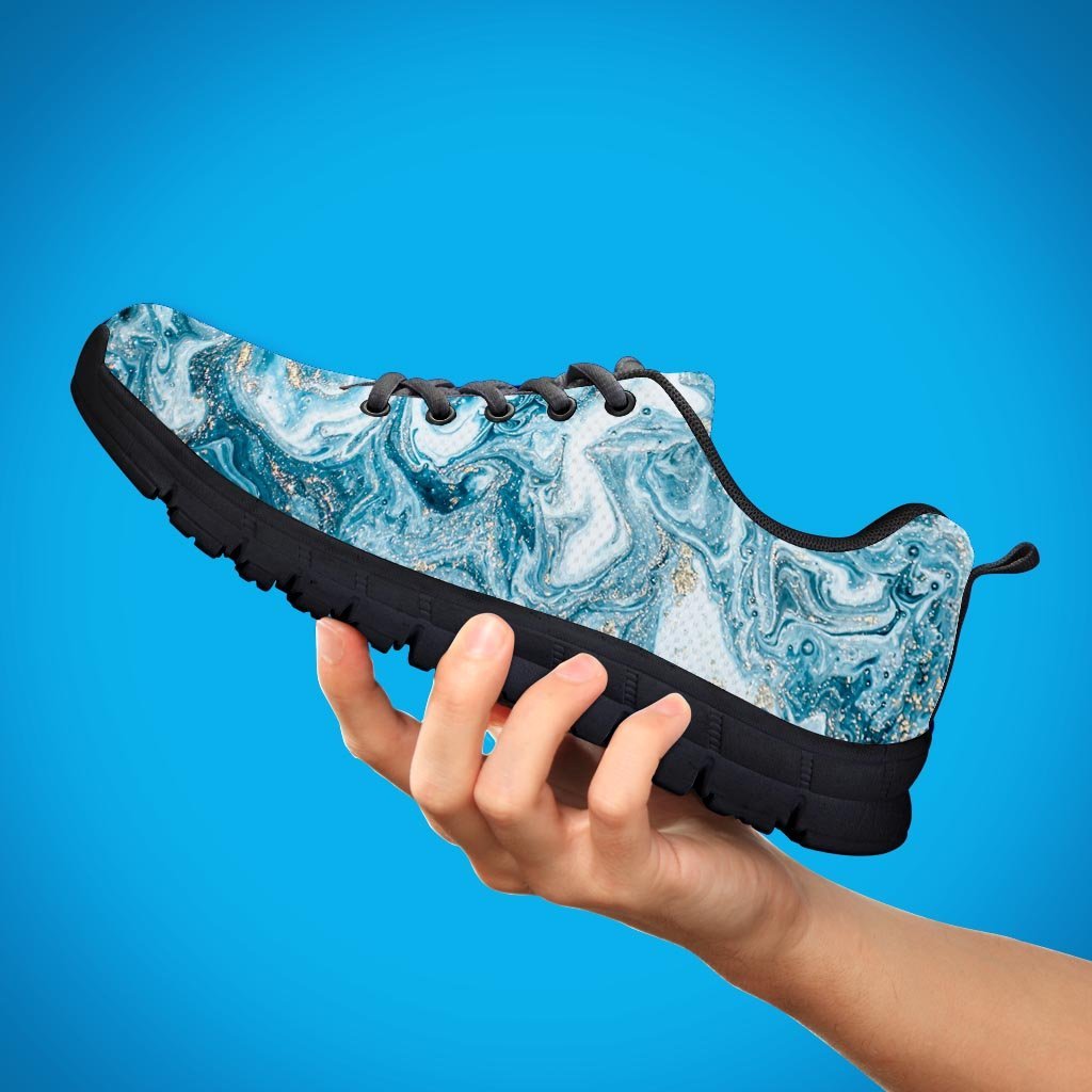 Golden Powder Blue Marble Men's Sneakers-grizzshop