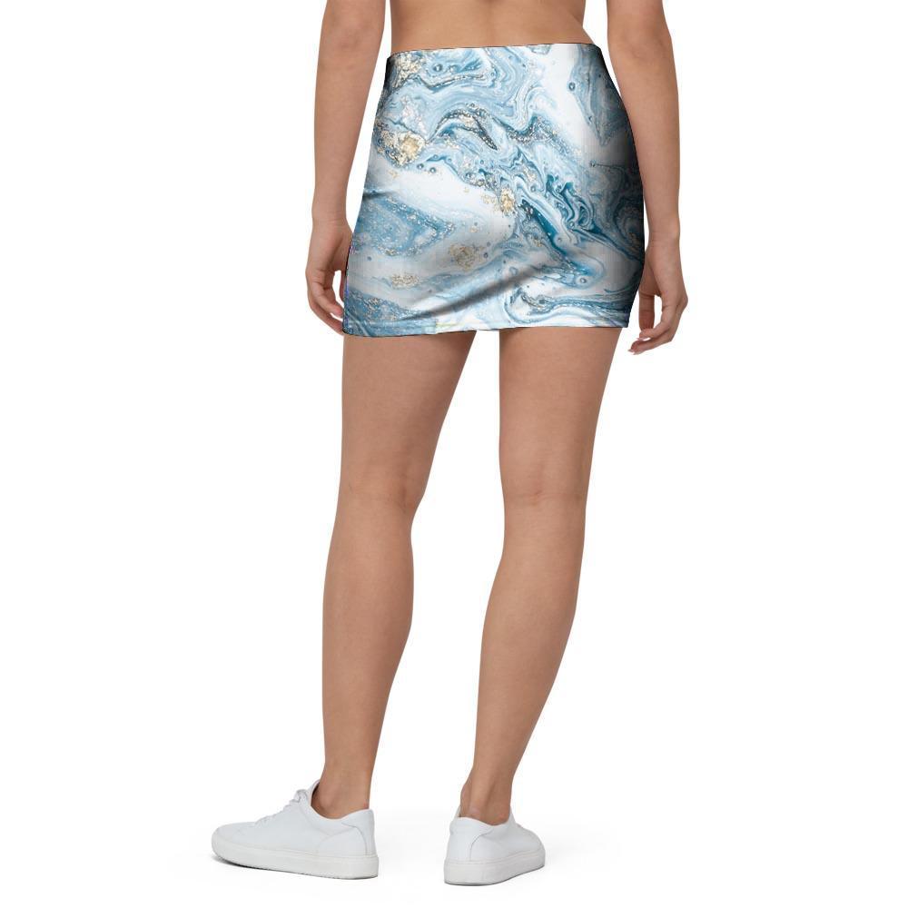 Golden Powder Blue Marble Mini Skirt-grizzshop