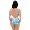 Golden Powder Blue Marble One Piece Swimsuite-grizzshop