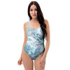 Golden Powder Blue Marble One Piece Swimsuite-grizzshop