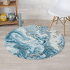 Golden Powder Blue Marble Round Rug-grizzshop