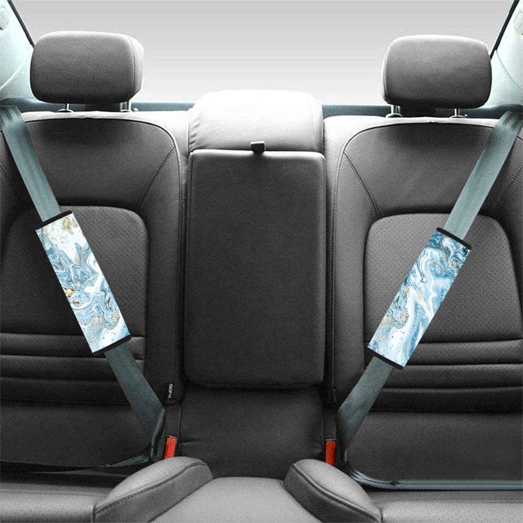 Golden Powder Blue Marble Seat Belt Cover-grizzshop