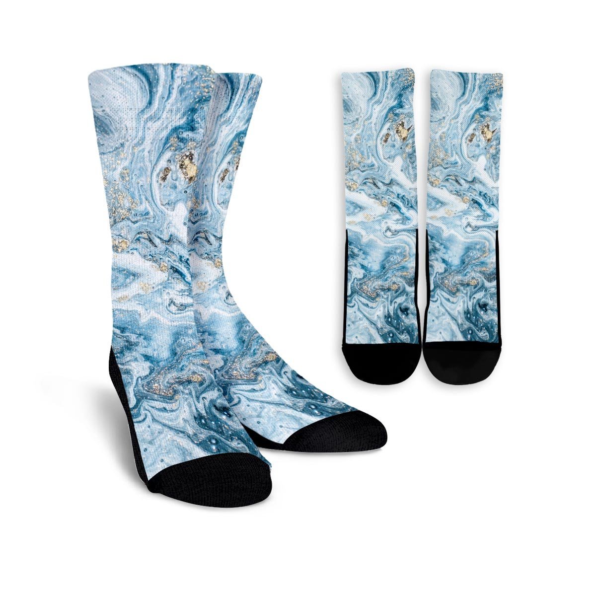Golden Powder Blue Marble Unisex Socks-grizzshop
