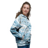 Golden Powder Blue Marble Women's Hoodie-grizzshop