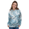 Golden Powder Blue Marble Women's Hoodie-grizzshop