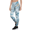 Golden Powder Blue Marble Women's Leggings-grizzshop