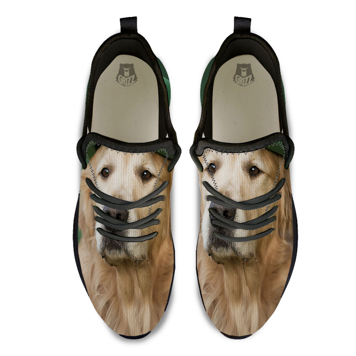 Golden Retriever Patrick's Day Print Black Athletic Shoes-grizzshop