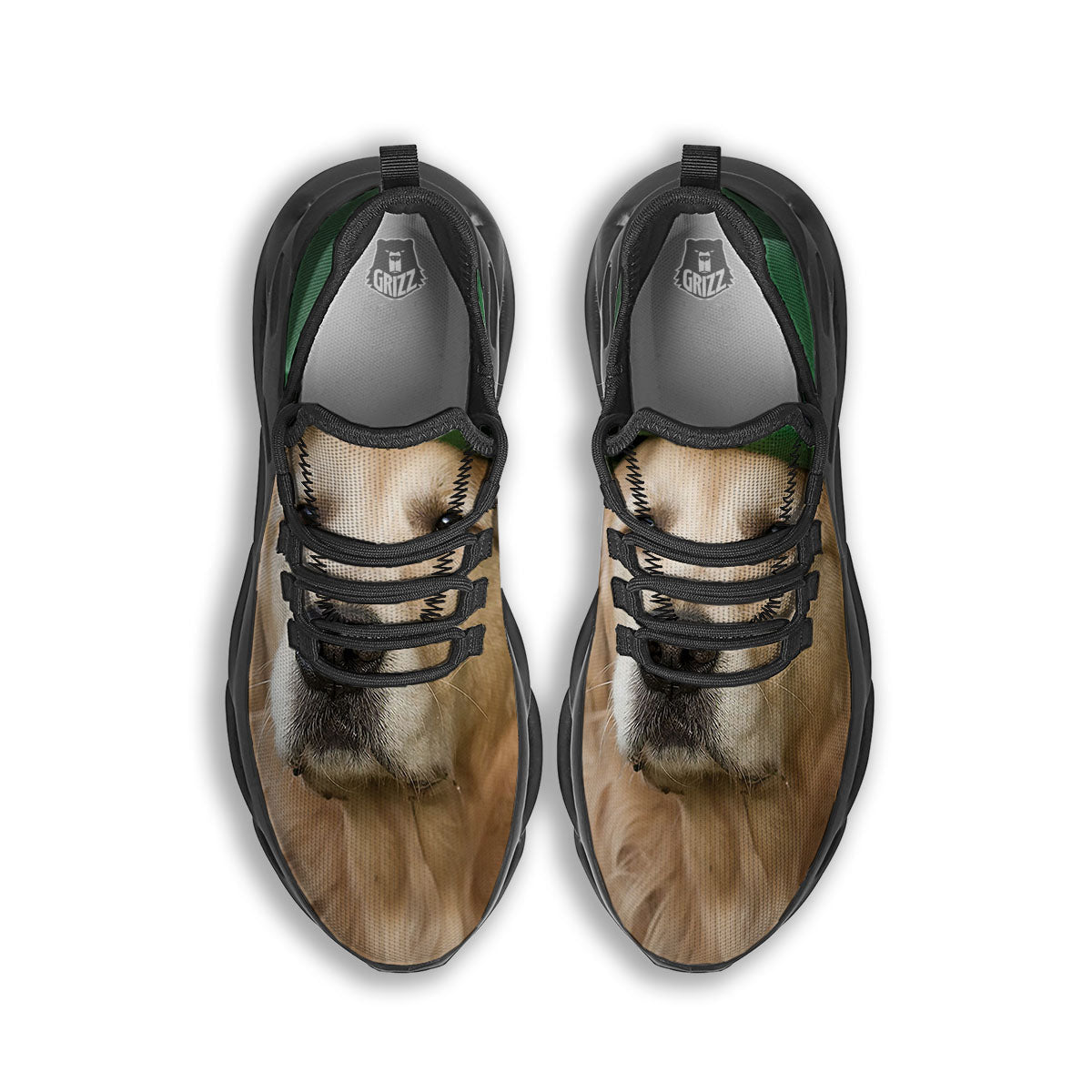 Golden Retriever Patrick's Day Print Black Running Shoes-grizzshop