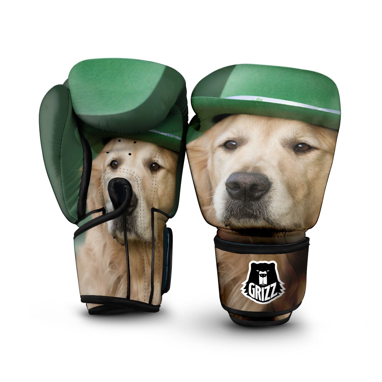 Golden Retriever Patrick's Day Print Boxing Gloves-grizzshop