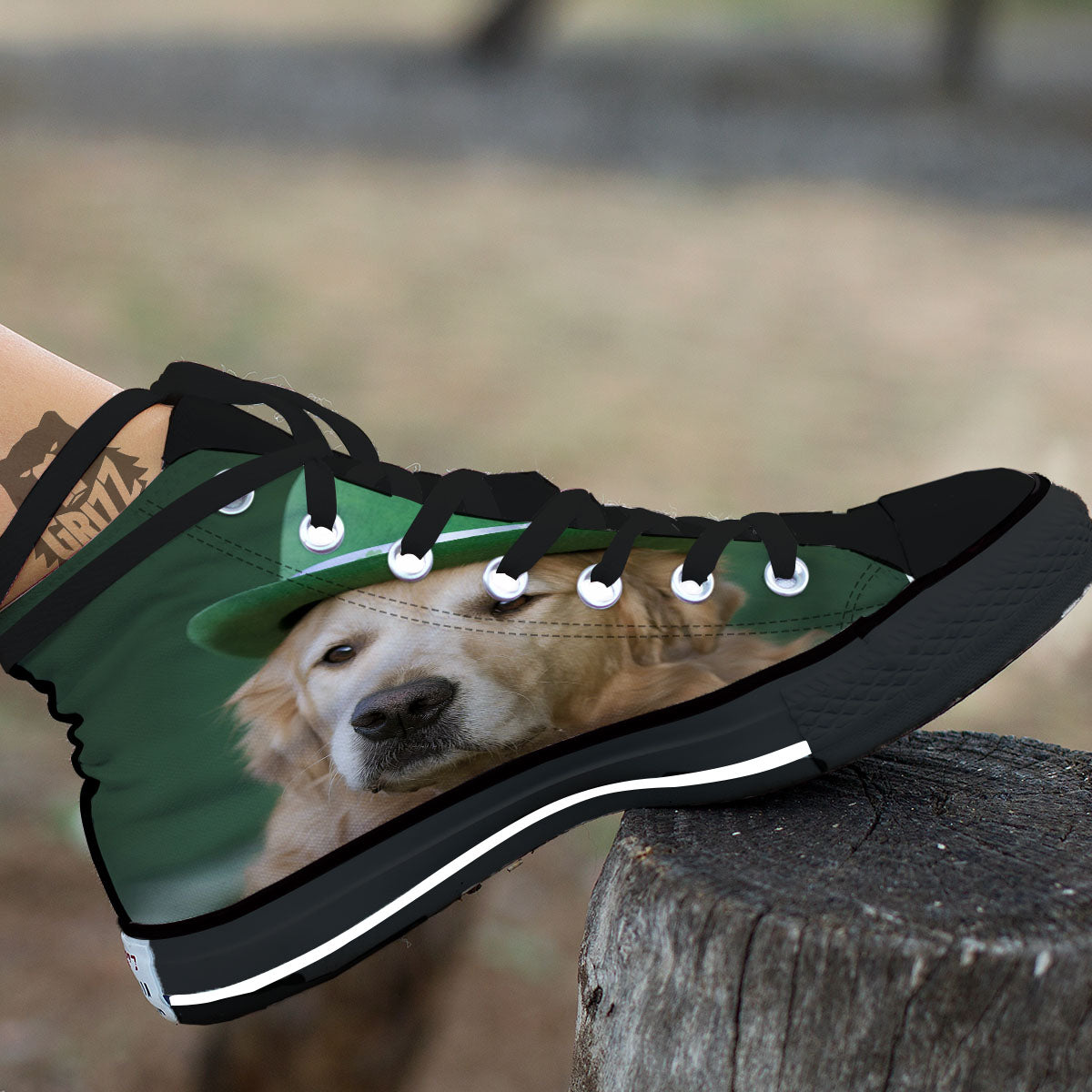 Golden Retriever Patrick's Day Print High Top Shoes-grizzshop