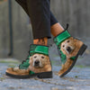 Golden Retriever Patrick's Day Print Leather Boots-grizzshop