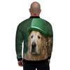 Golden Retriever Patrick's Day Print Men's Bomber Jacket-grizzshop