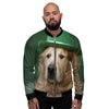 Golden Retriever Patrick's Day Print Men's Bomber Jacket-grizzshop