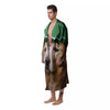 Golden Retriever Patrick's Day Print Men's Robe-grizzshop