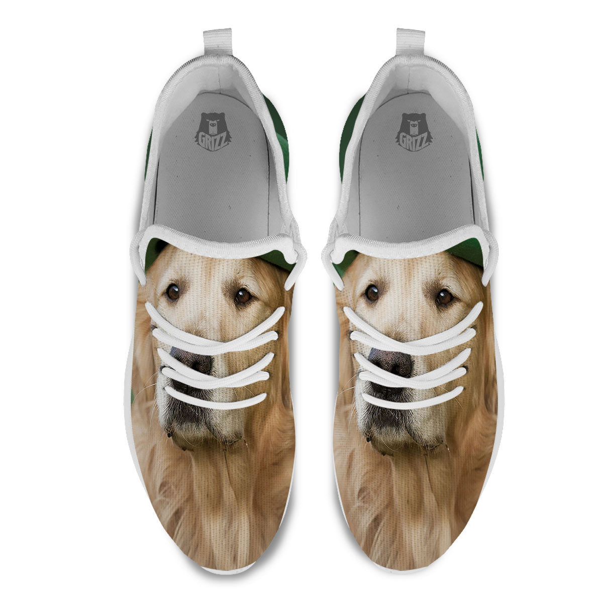 Golden Retriever Patrick's Day Print White Athletic Shoes-grizzshop