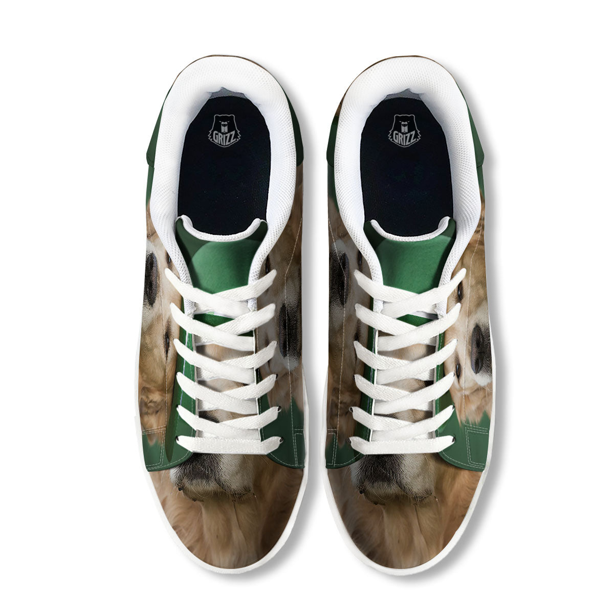 Golden Retriever Patrick's Day Print White Low Top Sneakers-grizzshop