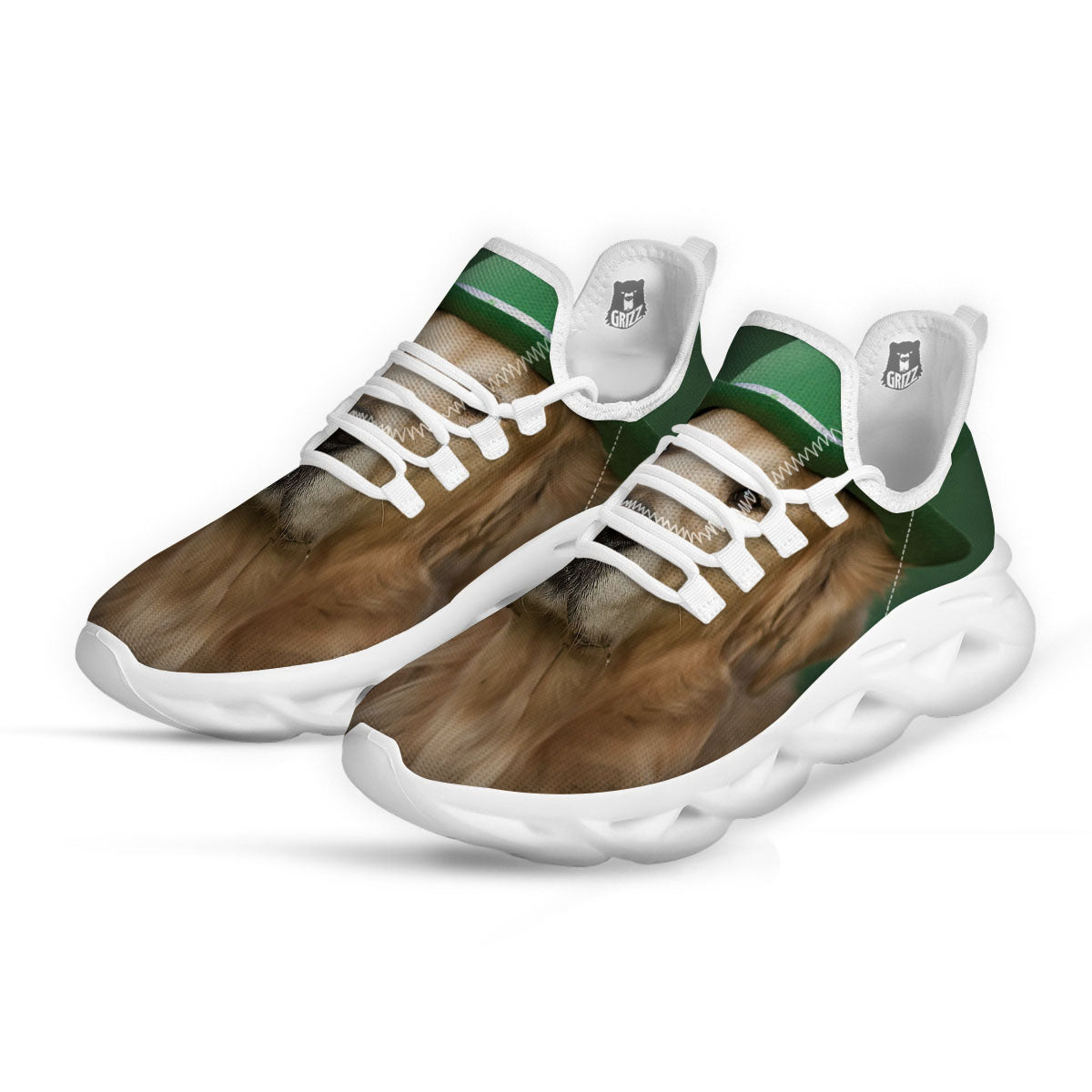 Golden Retriever Patrick's Day Print White Running Shoes-grizzshop