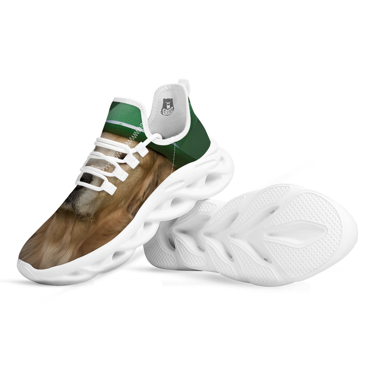 Golden Retriever Patrick's Day Print White Running Shoes-grizzshop