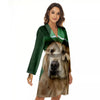 Golden Retriever Patrick's Day Print Women's Robe-grizzshop