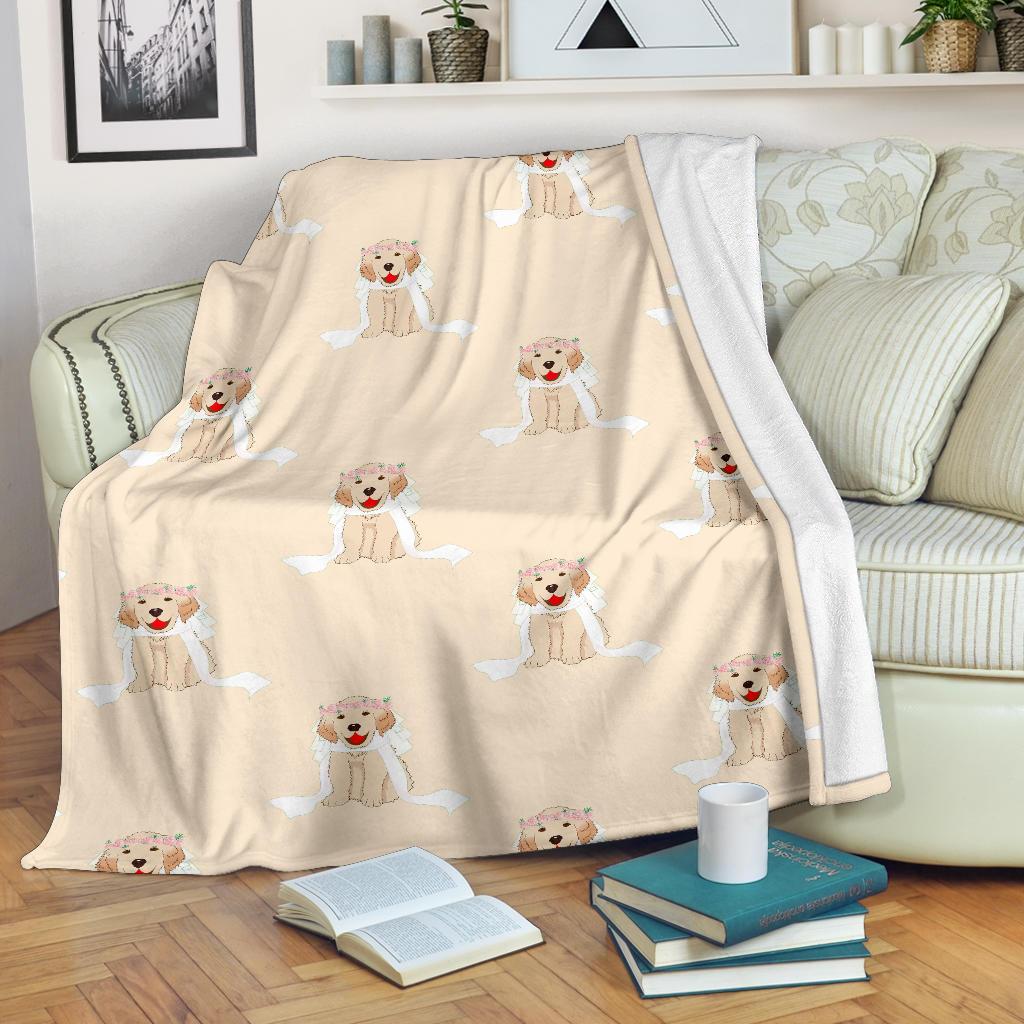 Golden Retriever Pattern Print Blanket-grizzshop