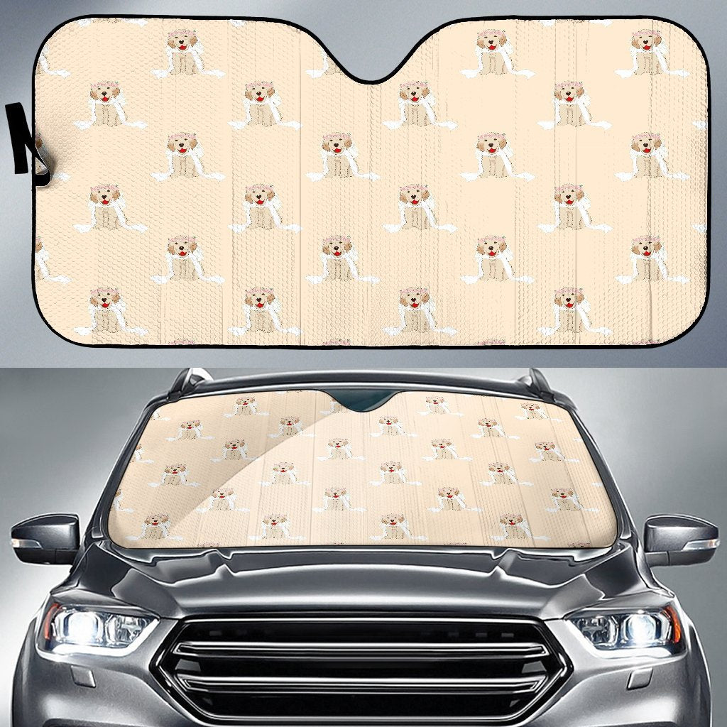Golden Retriever Pattern Print Car Sun Shade-grizzshop