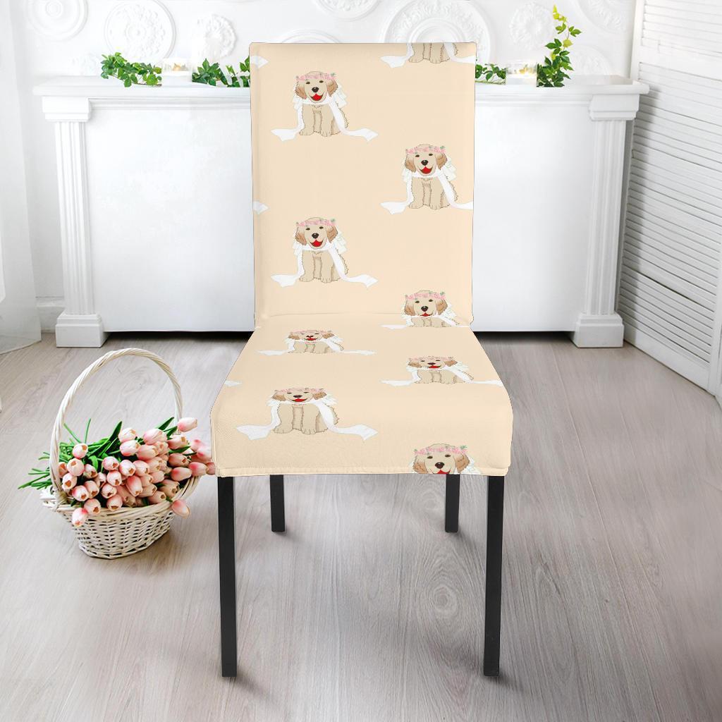 Golden Retriever Pattern Print Chair Cover-grizzshop