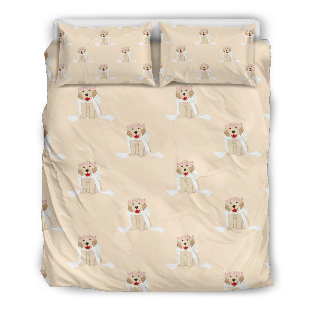 Golden Retriever Pattern Print Duvet Cover Bedding Set-grizzshop