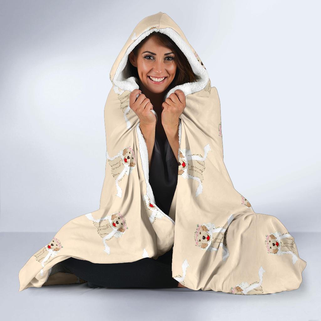 Golden Retriever Pattern Print Hooded Blanket-grizzshop