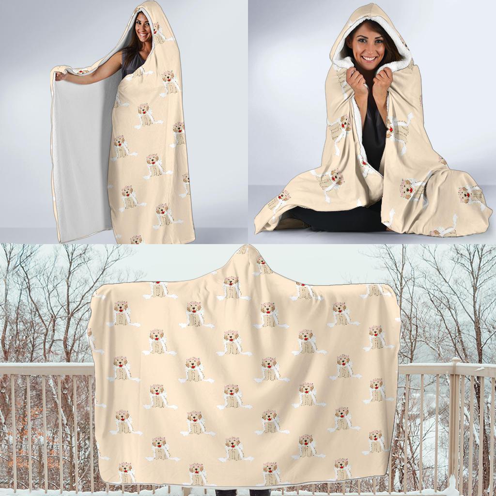 Golden Retriever Pattern Print Hooded Blanket-grizzshop