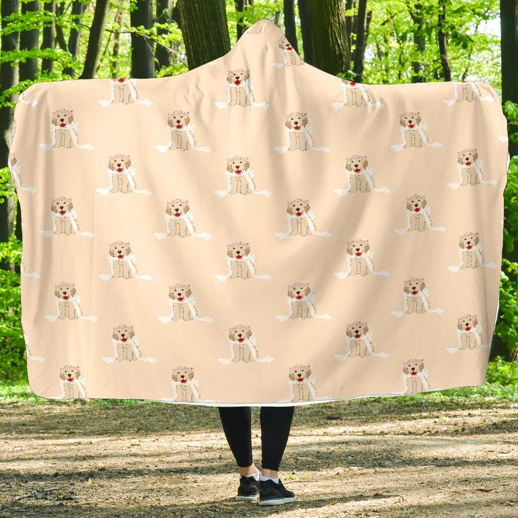 Golden Retriever Pattern Print Hooded Blanket-grizzshop