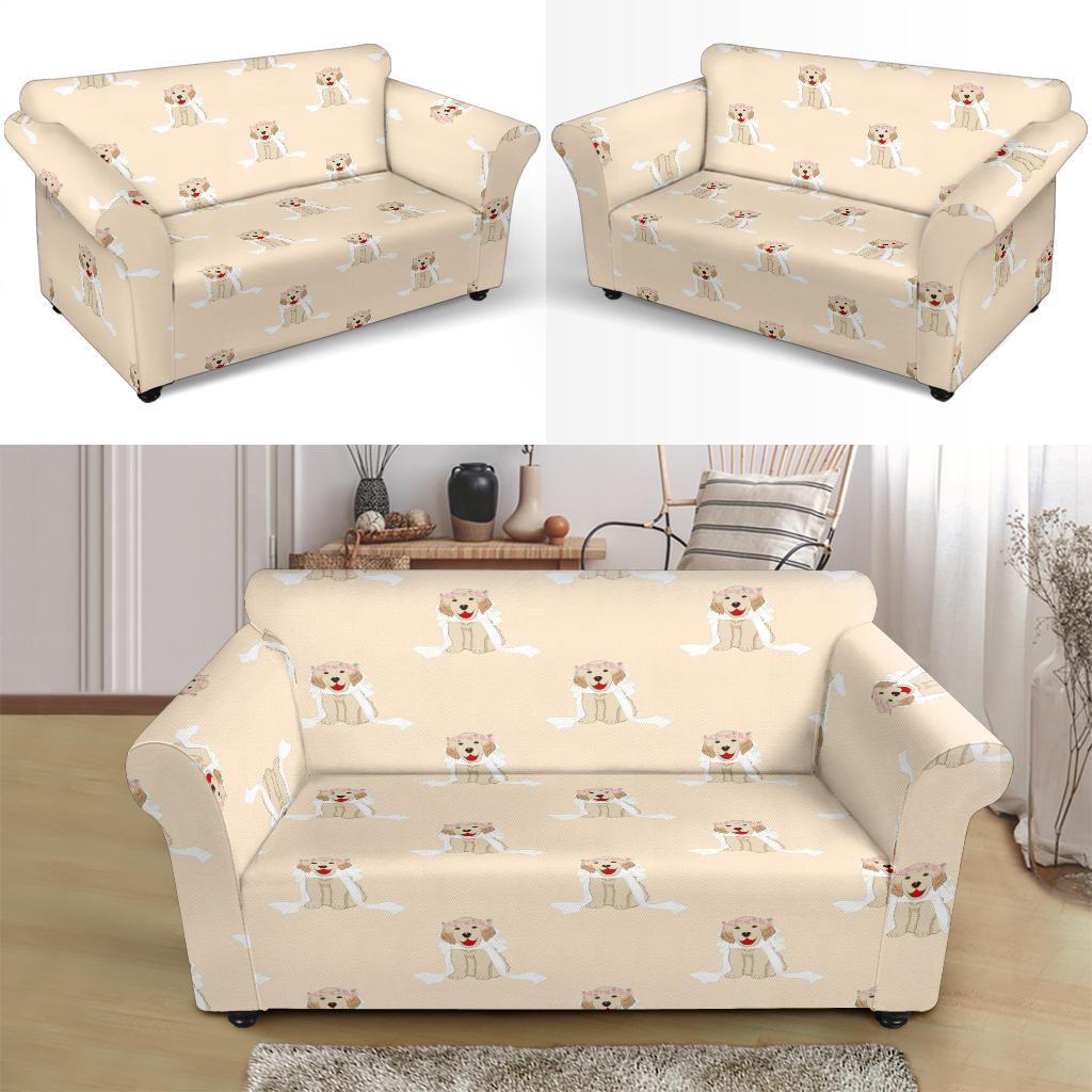 Golden Retriever Pattern Print Loveseat Cover-grizzshop