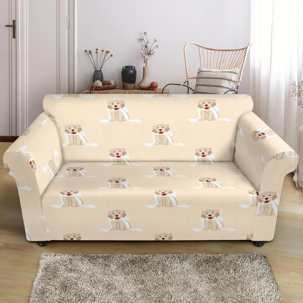 Golden Retriever Pattern Print Loveseat Cover-grizzshop