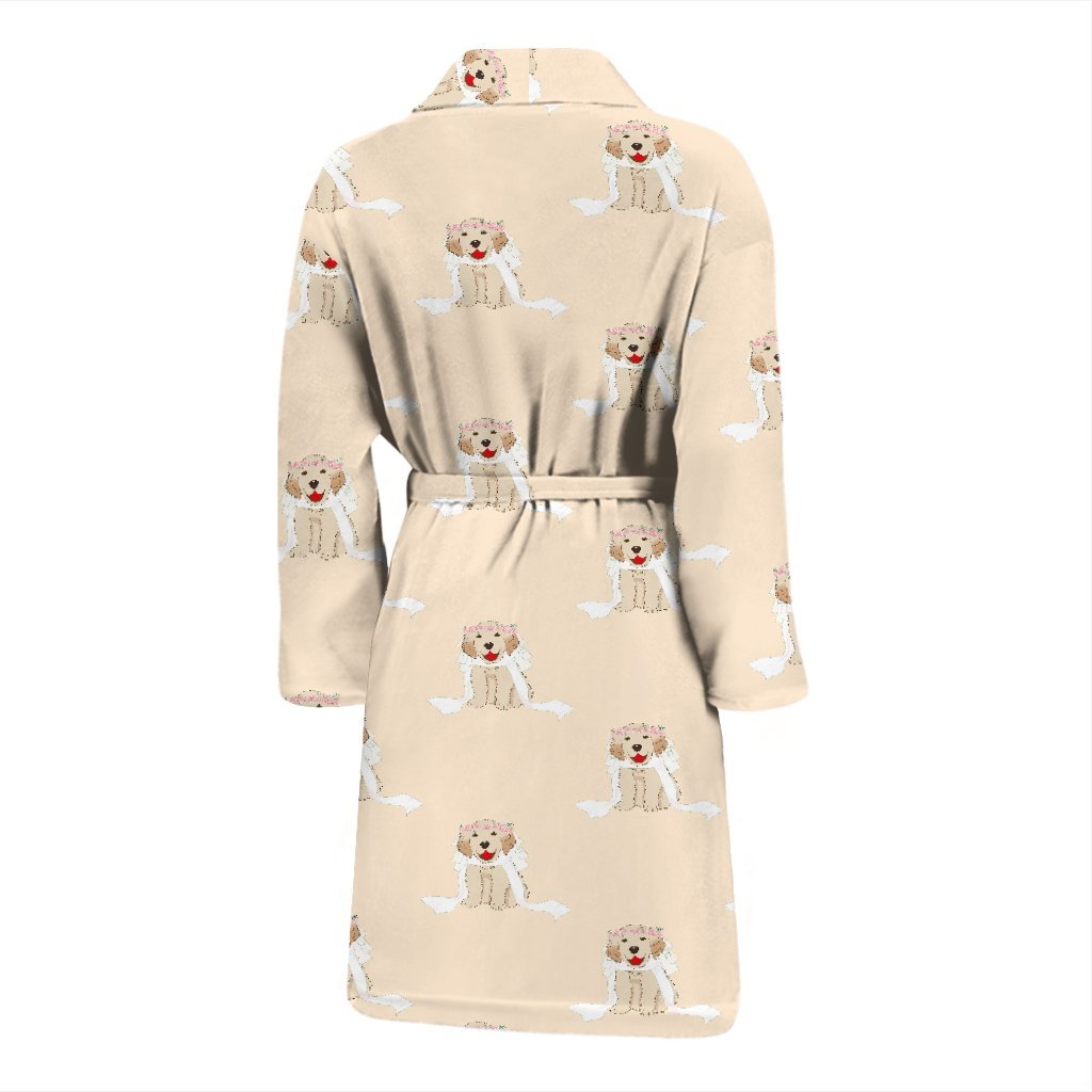 Golden Retriever Pattern Print Men Long Robe-grizzshop