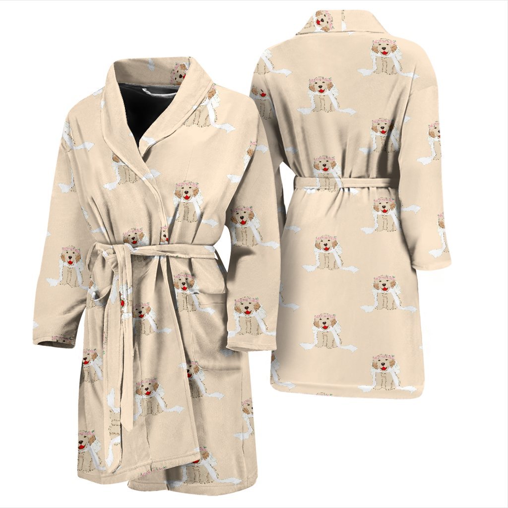 Golden Retriever Pattern Print Men Long Robe-grizzshop