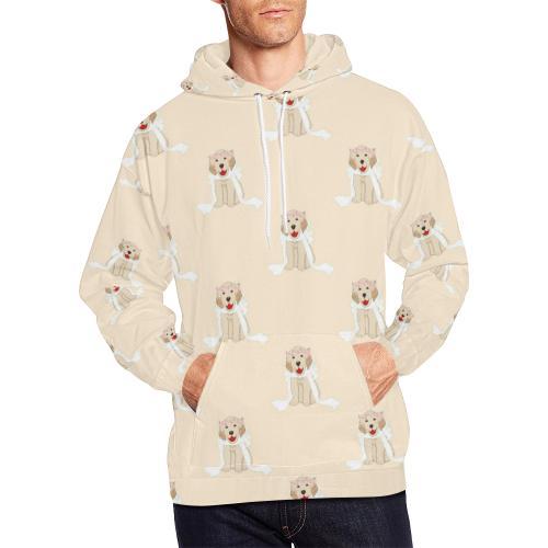 Golden Retriever Pattern Print Men Pullover Hoodie-grizzshop