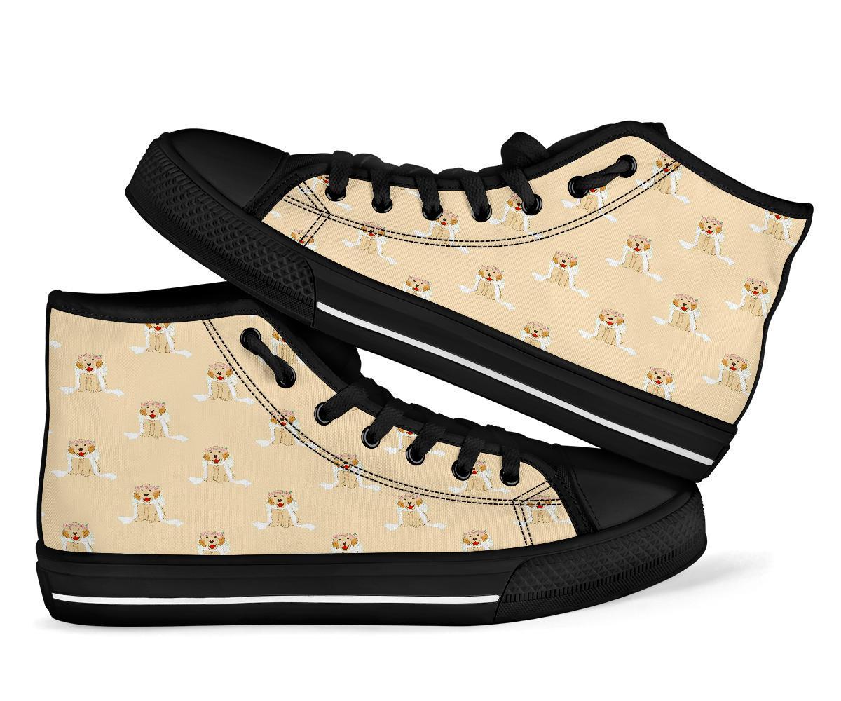 Golden Retriever Pattern Print Men Women's High Top Shoes-grizzshop