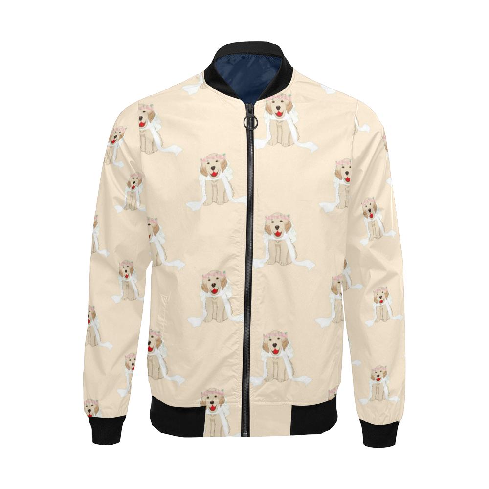 Golden Retriever Pattern Print Men's Bomber Jacket-grizzshop