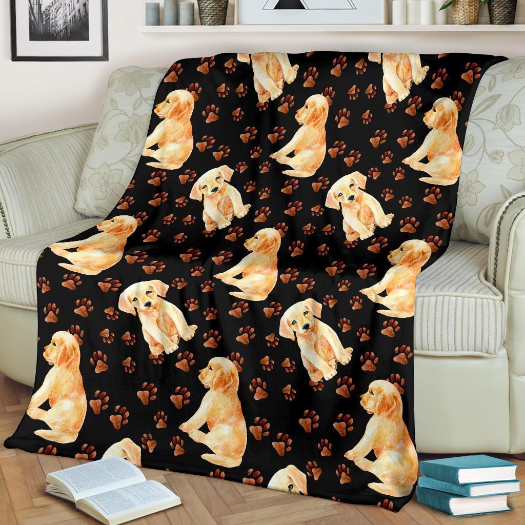 Golden Retriever Paw Pattern Print Blanket-grizzshop