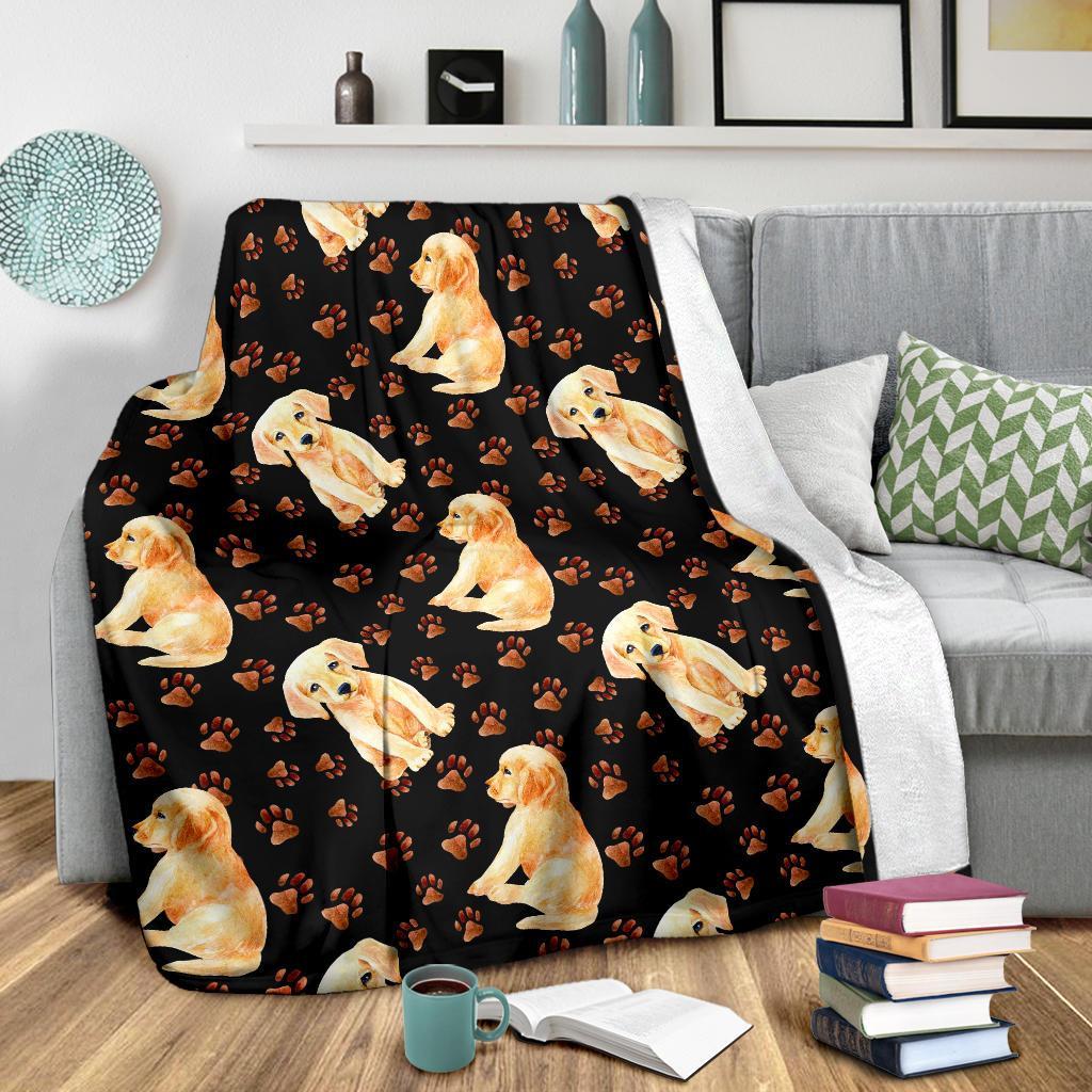 Golden Retriever Paw Pattern Print Blanket-grizzshop