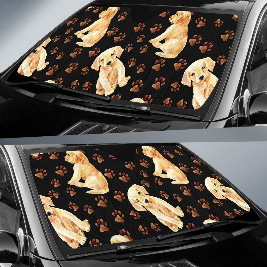 Golden Retriever Paw Pattern Print Car Sun Shade-grizzshop