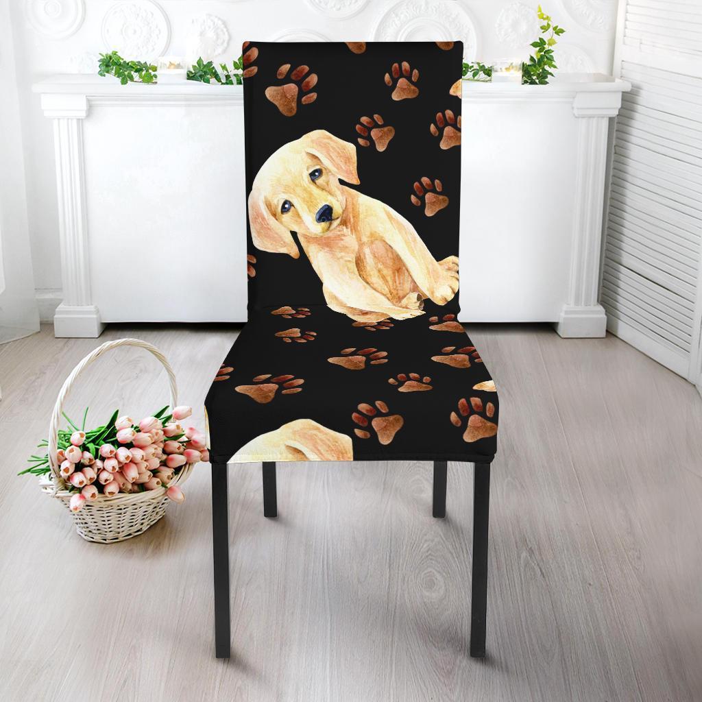 Golden Retriever Paw Pattern Print Chair Cover-grizzshop