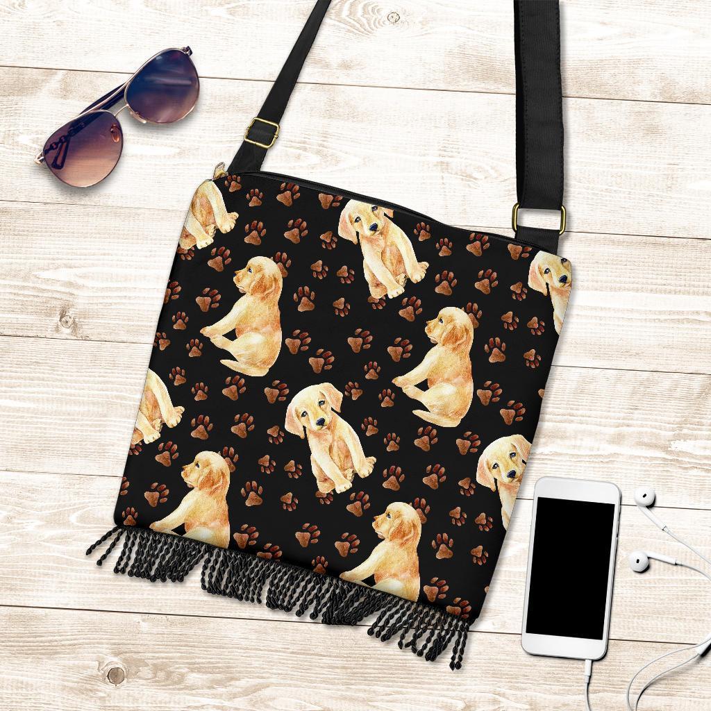 Golden Retriever Paw Pattern Print Crossbody Bags-grizzshop